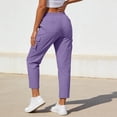 thumbnail image 6 of Admvng Womens Cargo Pants Summer Solid Pockets Elastic Waist Casual Pants, 6 of 6