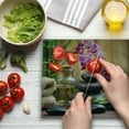 thumbnail image 3 of Spa Cutting Board, Warm Welcoming Spa Reception Big Healing Stones Candles Scent Flowers Print, Decorative Tempered Glass Cutting and Serving Board, Large Size, Purple Black and Green, by Ambesonne, 3 of 5