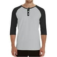 thumbnail image 1 of HAiming Mens 3/4 Sleeve Baseball Shirt Casual Crew Neck Button Pullover Tops Color Block Athletic Tee, 1 of 7