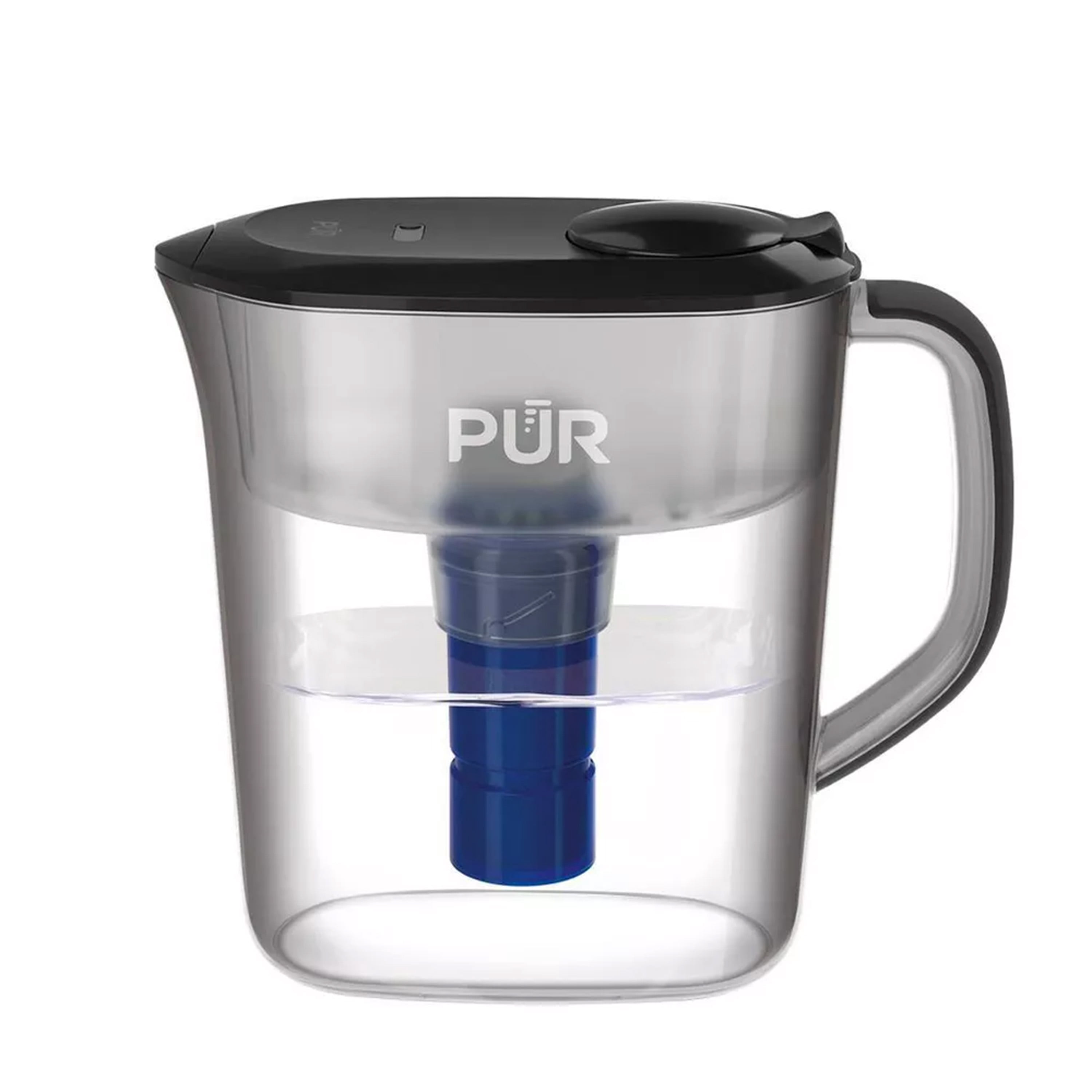 PUR PLUS 7 Cup Water Pitcher with Lead Reducing Filter, W 9.6" x H 10.1" x L 4.5", Smoke, PPT711BA