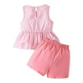 thumbnail image 7 of XZNPDUCQ Toddler Girls Summer Cute Tank Tops+Elastic Shorts Outfits Lightweight Elastic Short Sets Short Sets Set kids For 6 12 18 24 Months 2T 3T 4T 5T Dailywear Pink，18-24 Months, 7 of 7