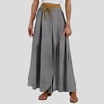 thumbnail image 4 of Wide Leg Midi Everyday Skirts Women High Rise Comfortable Fit Casual Skirt Grey XL, 4 of 7