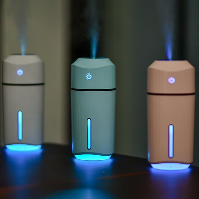 USB Humidifier for Bedroom & Office - 320ml Quiet Cool Mist with Colorful Lights, Portable for Car & Travel