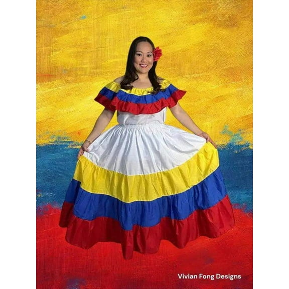 Colombia Traditional Dress with Blouse and Skirt