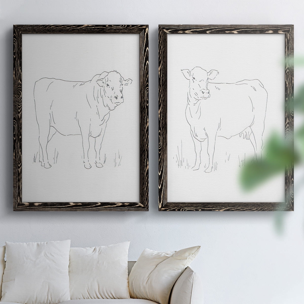 Limousin Cattle I - Premium Framed Canvas 2 Piece Set - Ready to Hang