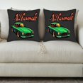 thumbnail image 3 of Set of 2 18x18in Throw Pillow Covers with Retro Classic Car Design Vibrant Green with Yellow Perfect for Couch Bed or Car, 3 of 8