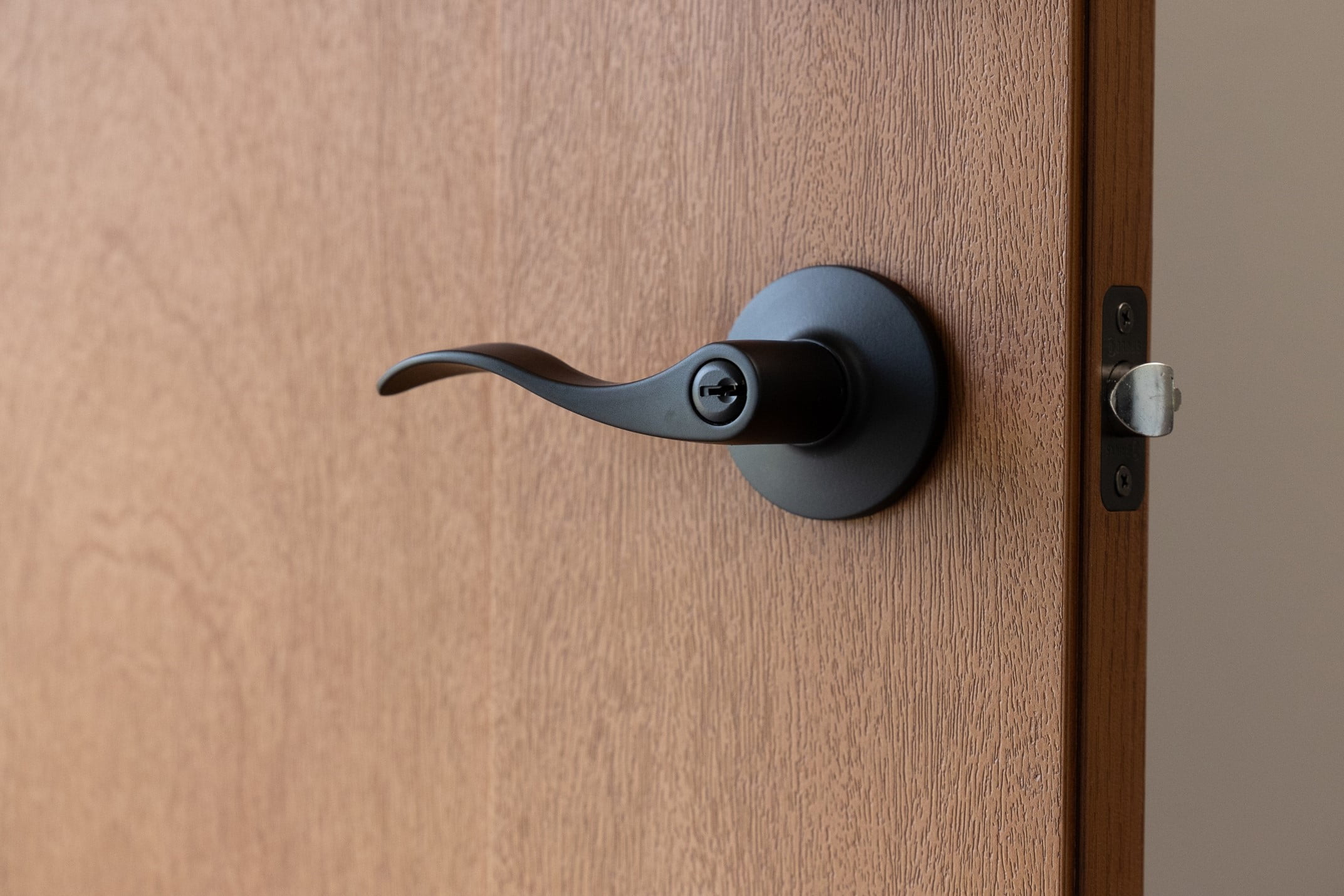 Brinks Keyed Entry Modern Wave Style Lever Doorknob with Pro-Guard