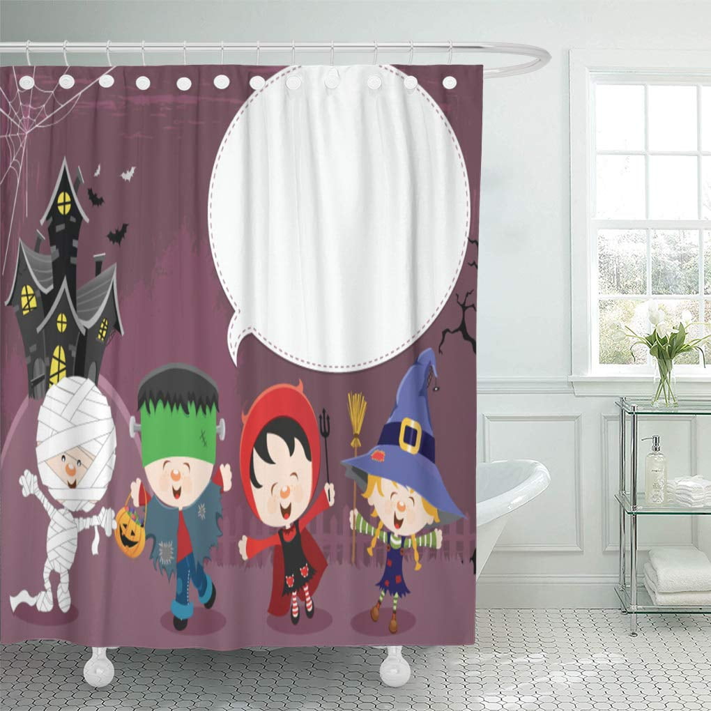 Cynlon Game Cute Halloween Message Kid Haunted House Party Frankenstein Bathroom Decor Bath Shower Curtain 66x72 Inch Walmart Com Walmart Com