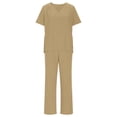 thumbnail image 6 of Hurxie Scrubs Set for Women - V-Neck Top and Cargo Pants Medical Uniform Scrub Beige M, 6 of 6