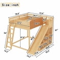 thumbnail image 2 of DRNANLIT Full Size Loft Bed with Upholstered Headboard, Storage Shelves, Ladder & Slide, Natural, 2 of 10