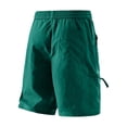thumbnail image 2 of Hurxie Men's Lightweight Cargo Shorts with Drawstring,Comfy Casual Outdoor Shorts for Hiking Gym Workout Green,L, 2 of 3