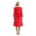 thumbnail image 6 of Monfince Women's Hooded Bathrobe Long Plush Flannel Robe Reversible Fleece Hooded Loungewear Soft Warm Red US 6-14, 6 of 7