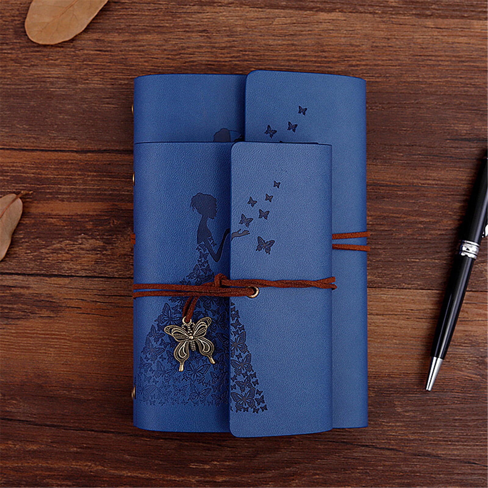 ZMKIAG Refillable Butterfly Vintage Leather Journal Notebook – Spiral Bound Diary with Unlined Blank Pages – Travel Journal, Writing Notepad – Gifts for Teens & Students