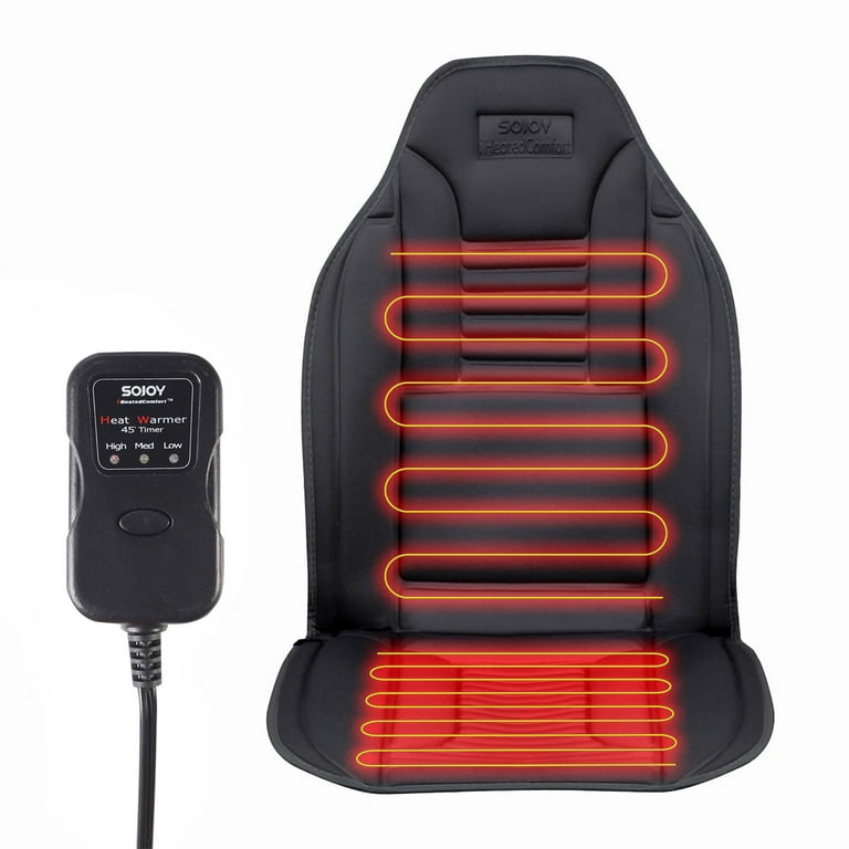 Sojoy Heated Seat Cushion Universal 12V Car Seat Heater Heated Cover Warmer  High/Medium/Low Temp Switch, 45 Minute Timer ( Black)