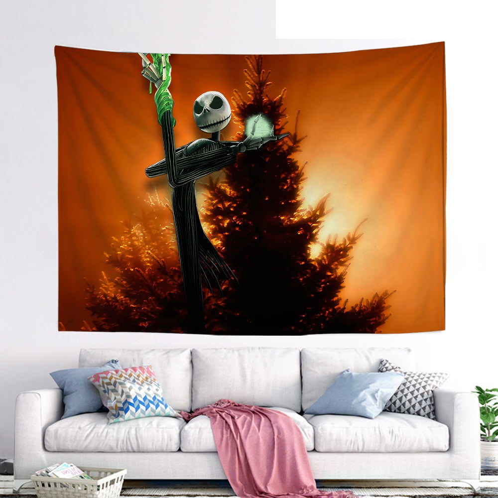 The Nightmare Before Christmas Christmas Tapestry,Jack and Sally Wall