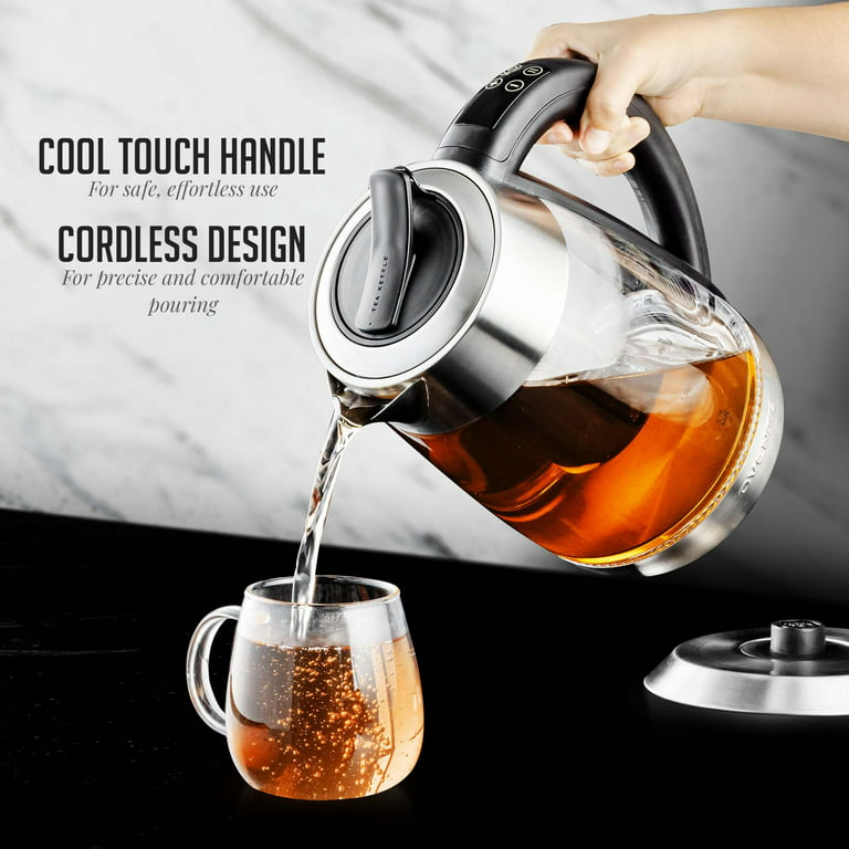 1.8L Electric Auto-Shutoff Glass Kettle, with Removable Tea Infuser & LED  Lights