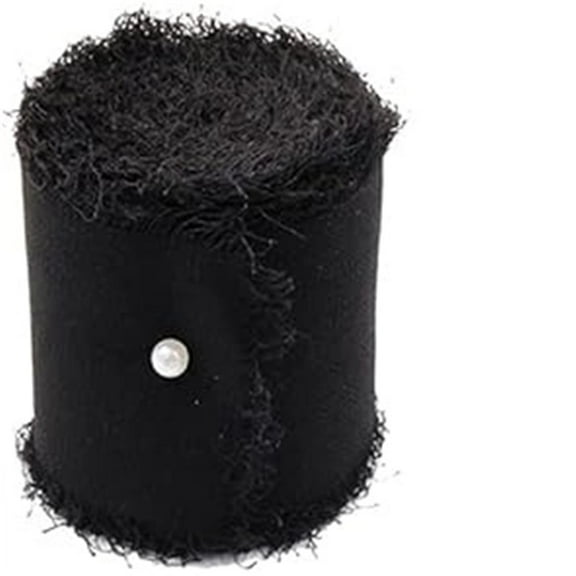 Chiffon Ribbon Rolls, 4cm x 5m, Chiffon Silk Ribbon with Fringe for Bridal Bouquets Wedding Invitations Floral Arrangements Gift Wrapping Home Decor （black）