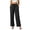 Black, variant on Women's Effortless Wide Leg High Waisted Pants Relaxed Casual Slouchy Trousers Vertical Pinstripe Ribbed Textures Slacks L