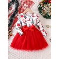 thumbnail image 4 of Christmas Girls Tulle Splice Long Sleeve Tutu Dress, Cute & Smart Holiday Party Dresses Outfit For Kids/ Toddlers, Gift Choice, 4 of 5