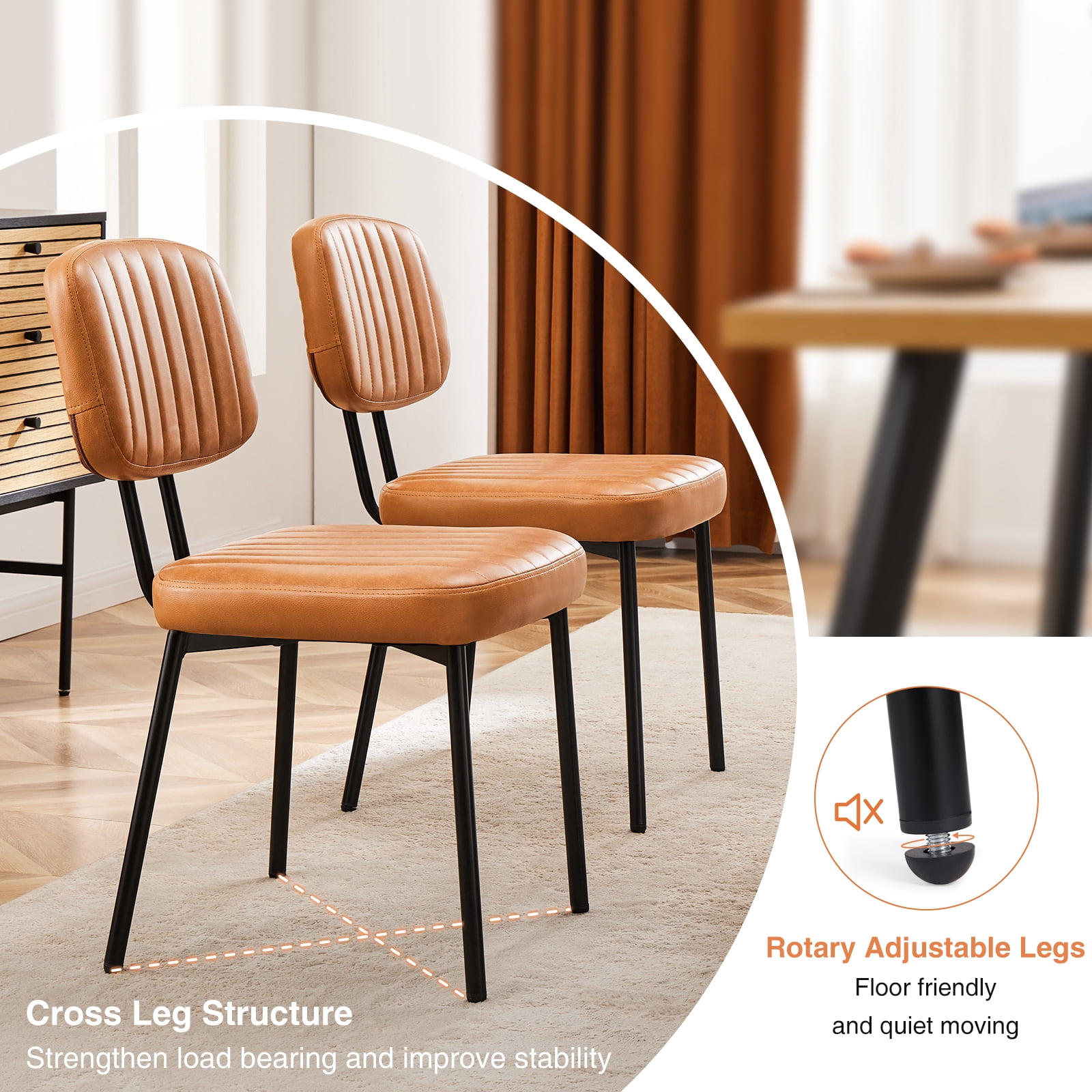 Dining Chairs Upholstered Mid Century Modern Set of 2