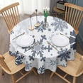 thumbnail image 3 of Blue Christmas Snowflake Pattern Round Tablecloth 60"x60",Wrinkle Wipeable Table Cloth for Kitchen Dining Room Picnic Patio Party, 3 of 6