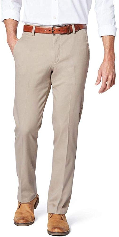 men's easy slim tapered fit khaki stretch pants