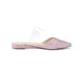 thumbnail image 3 of BLISSFUL STEP Women's Glitter Clear Strap Flat Mules Shoes Pink 7, 3 of 7