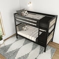 thumbnail image 6 of Max & Lily Bunk Bed, Scandinavian Solid Wood Twin over Twin Bunk Beds for Kids, Black/Blonde, 6 of 10