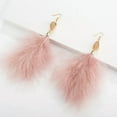 thumbnail image 5 of K-KED Women Ostrich Feather Earrings Long Tassel Dangle Drop Earrings Delicate Jewelry Bohemian-White, 5 of 8