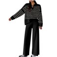 thumbnail image 3 of Jinhomg Women's Two Piece Thin Sweater Lounge Sets 2026 Fall Winter Oversized Knit Pullover with Wide Leg Pants Casual Comfy Knitted Outfits Black Free Size, 3 of 7
