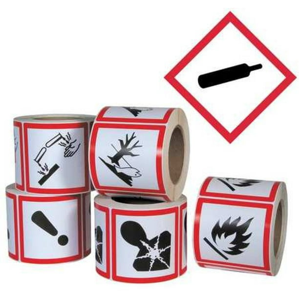 GHS SAFETY GHS1258 Pictogram Label,Gas Cylinder,PK500