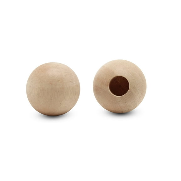 Large Wooden Beads for Crafts -  Pack of 6 64mm 2-1/2 x 5/8 Inch Hole Large Wood Beads for Crafts withHoles for DIY | Round Wooden Balls for Crafts | Wood Beads for Jewelry Making | Woodpeckers