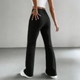 thumbnail image 6 of CIENVNSTG Women's Wide Leg Pants Ribbed Casual Flare Leg Pants Elastic High Waist Slim Fit Home Bell Bottom Pants for Daily Wear Outings Black XL, 6 of 6