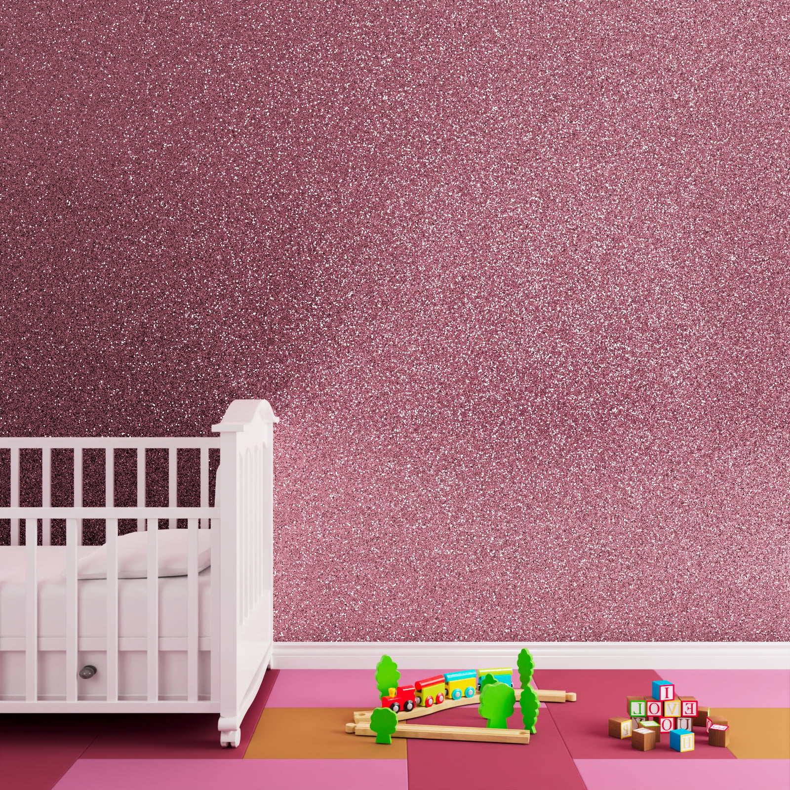 Stickyart Light Pink Glitter Wallpaper Peel and Stick Glitter Contact Paper Decorative Self Adhesive Glitter Fabric Wallpaper Roll Removable Sparkle