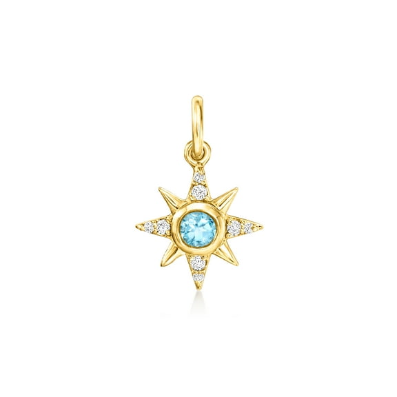 Pure Collection by Ross-Simons 0.15 ct. t.w. Swiss Blue and White Topaz Star Charm in 14kt Yellow Gold, Women's, Adult