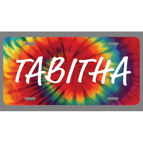 Tabitha Name Tie Dye Style License Plate Tag Vanity Novelty Metal | UV Printed Metal | 6-Inches By 12-Inches | Car Truck RV Trailer Wall Shop Man Cave | NP1570