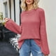 thumbnail image 4 of Suéter de cuello redondo para mujer, suéter liso de cuello redondo, suéter holgado de punto a la moda, suéter para mujer, 4 of 7