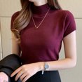 thumbnail image 2 of Jewelreauty Womens Short Sleeve Turtleneck Shirts Casual Pullover Slim Fit Undershirts Solid Color Soft Top (One Size, Purple), 2 of 4