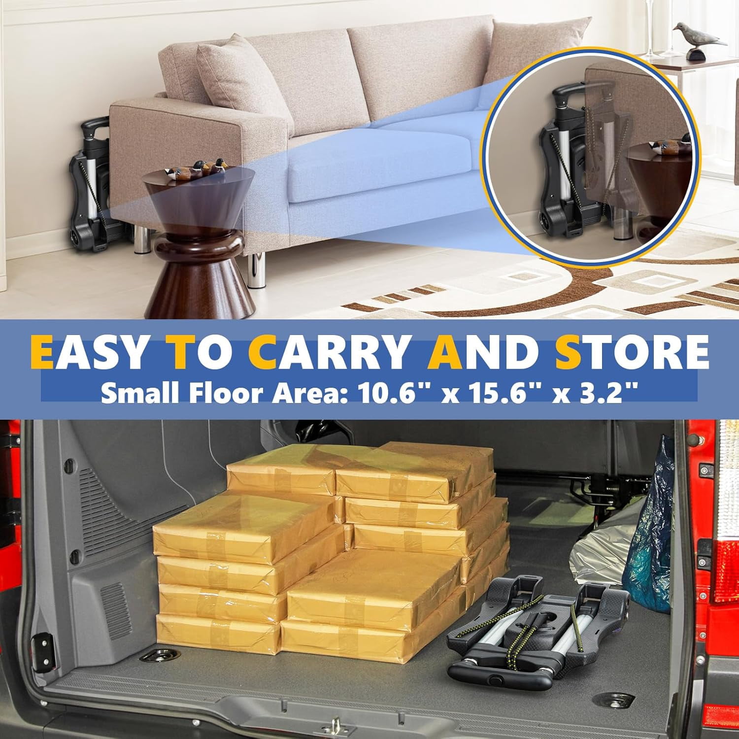 Small Folding Hand Truck Dolly with 2 Wheels - Lightweight Aluminum Collapsible Trolly for Airport Travel and Moving