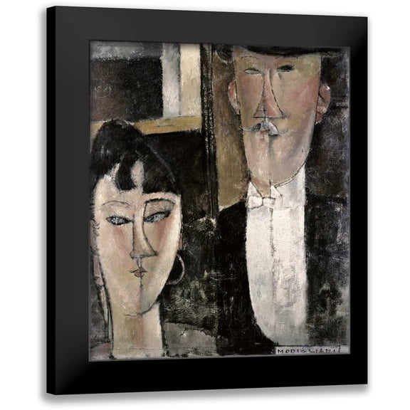 Modigliani, Amedeo 12x14 Black Modern Framed Museum Art Print Titled - Bride and Groom