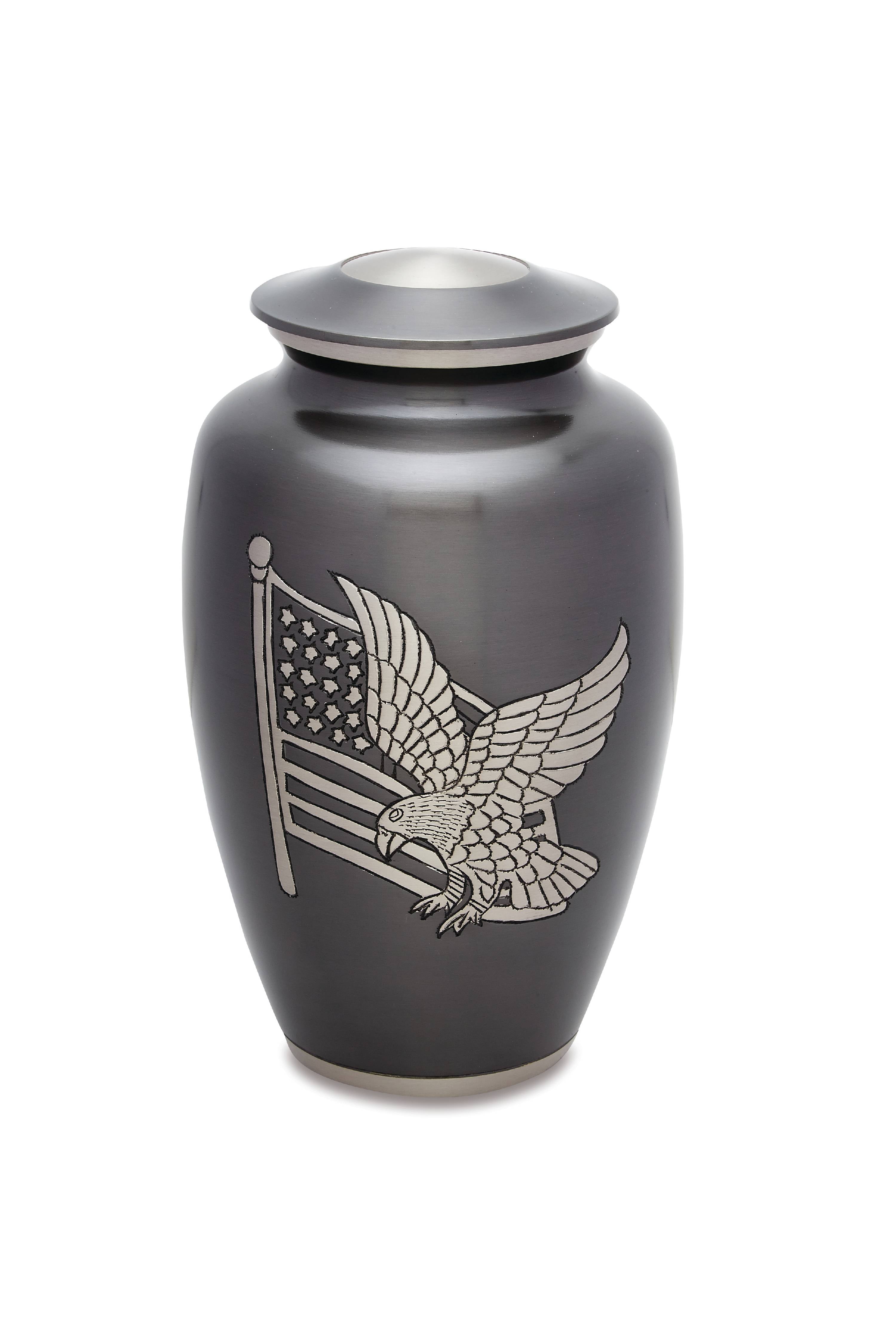 Large Urn Height 8 Gold Flag Funeral Urn Affordable Quality Cremation Urn for Human Ashes Veteran Fits remains of most adults up to 200 lbs Suitable for Cemetery Burial and Niches Large Urn Height 8 Gold Flag Funeral Urn Affordable Quality Cremation Urn for Human Ashes Veteran Fits remains of most adults up to 200 lbs Suitable for Cemetery Burial and Niches