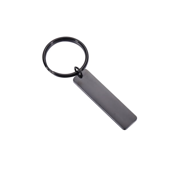 Bearachild LLavero de acero inoxidable en blanco, llavero rectangular, ropa de moda, llavero colgante de cintura, regalos de grabado decorativos DIY Artesanía Negro Bearachild HA073892-04