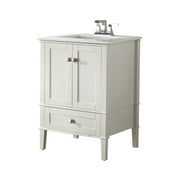 Brooklyn + Max Chesapeake 24 inch Contemporary Bath Vanity in Soft White with White Engineered Quartz Marble Top