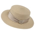 thumbnail image 2 of Cutuoiiu Sun Hat for Women Flat Top Straw Hat Satin Band Wide Brim Lightweight Summer Holiday Hat for Beach Outdoor Travel, 2 of 6