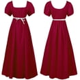 thumbnail image 3 of Vestido de la Edad Media de 5 colores, dulce, con mangas voladoras, con cordones, cintura suelta, vestido amplio con vuelo y hombros descubiertos, 3 of 6