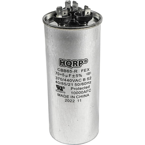 HQRP 70uf 5uf 370-440V Dual Run Capacitor Works with CBB65 AC Electric Motor Start HVAC Blower Compressor