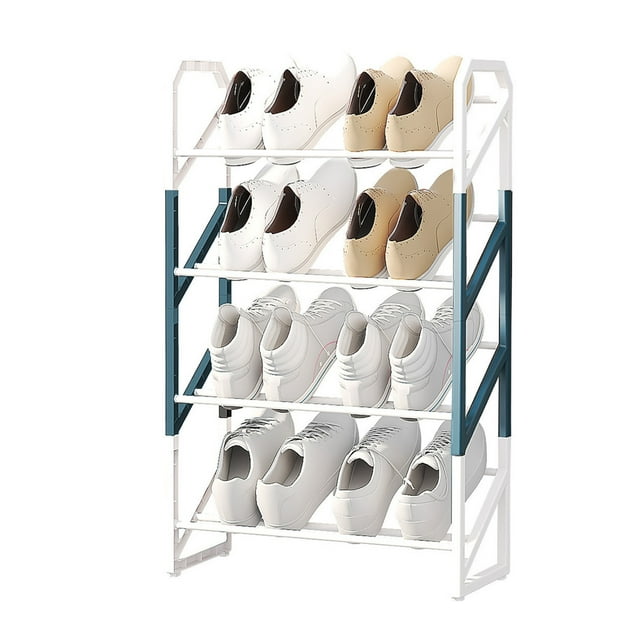 WRKEKC Clearance Extra-Long 70cm Metal Shoe Rack - 4-Tier High-Capacity Storage for Entryways/Dorms