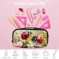 thumbnail image 4 of PhooArto Pencil Case, Pink Ladybugs Playing Flowers Large Capacity Pencil Pouch Stationery Pen Bag, 4 of 7