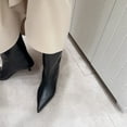 thumbnail image 3 of Elongated Square-Toe Kitten-Heel Calf Boots (8.5, White), 3 of 5