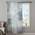 thumbnail image 4 of Blue Beige Sheer Curtains 63 Inches Long, Oil Painting Abstract Art Contemporary Light Filering Curtains, Breathable Simi Curtain Privacy Drapes for Living Room Bedroom Lightweight Window Treatment, 4 of 9
